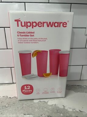 Tupperware Pink Classic Lidded 6-Tumbler Set
